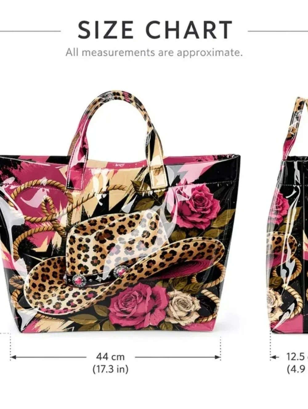Western Leopard Print Cowgirl Hat And Rope PVC Daily Commuter Tote
